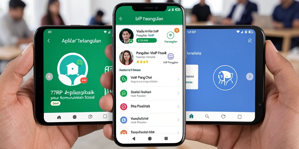 Screenshot utama aplikasi 77RP menampilkan antarmuka VoIP Panggilan yang ramah pengguna.
