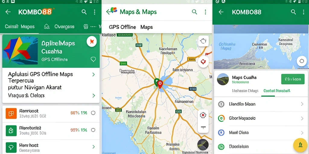 Antarmuka KOMBO88 menampilkan peta offline dengan navigasi yang jelas.