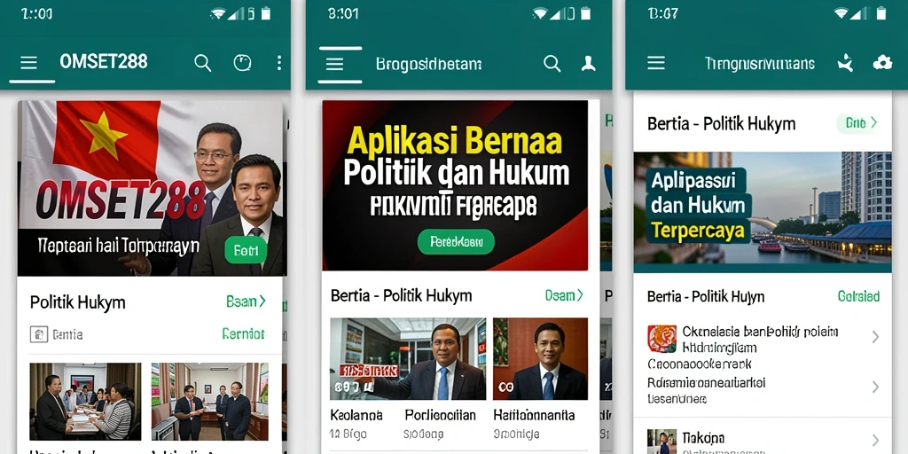 Tampilan antarmuka aplikasi OMSET288 untuk berita Politik Hukum.