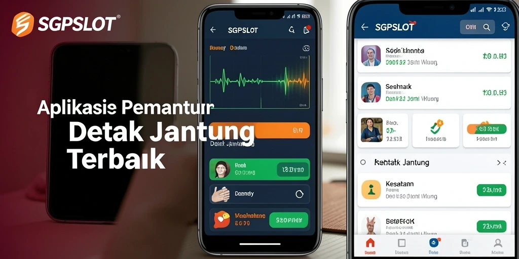 Antarmuka aplikasi SGPSLOT dengan fitur pemantauan detak jantung.
