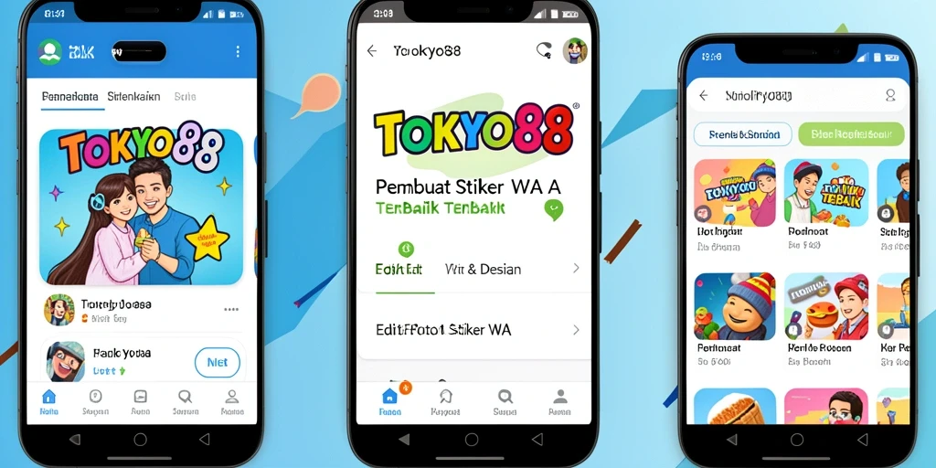 Screenshot antarmuka utama TOKYO88 menunjukkan fitur Pembuat Stiker WA yang intuitif.